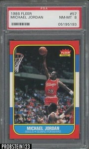 1986 Fleer Basketball #57 Michael Jordan RC Rookie HOF PSA 8