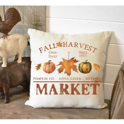 Handmade, Fall Pillow Cover, Fall Harvest, Indoor/Outdoor, Autumn Decoration - Image 1 of 2