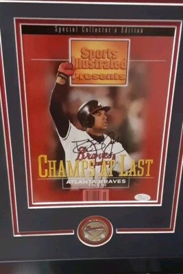 David Justice Signed 1995 World Series Sports Illustrated New Custom Framing JSA - Image 1 of 4