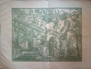 GINO BARBIERI CESENA XILOGRAFIA ORIGINALE ARTIGLIERIA WWI NONNI FAENZA RARA 1924 - Foto 1 di 1