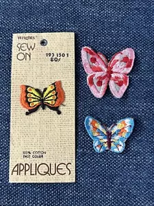 3 Embroidered Appliqué Butterfly Patches Sew And Iron On New And Used Lot Mix - Picture 1 of 6