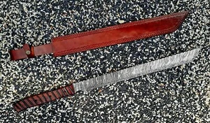 Schöne handgefertigte 27 cm Damaststahl Jagdmachete mit Scheide - Bild 1 von 3