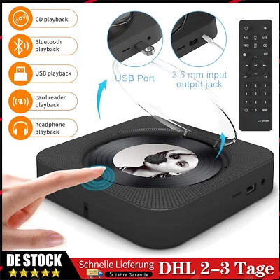 CD Player Tragbar mit Bluetooth HiFi Lautsprecher Fernbedienung FM-Radio AUX/USB - Bild 1 von 4