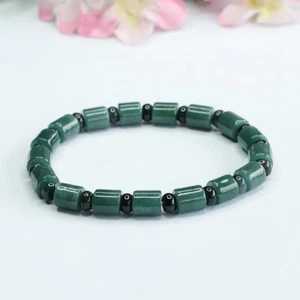 Brazalete Natural Genuino 7mm Verde Jade Jadeíta Estilo China 蓝水路路通手串 - Imagen 1 de 6