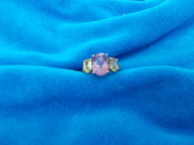 Винтажное кольцо Seta из серебра 925 пробы с 3 драгоценными камнями зеленое фиолетовое размер 6 модная бижутерия - Изображение 1 из 4