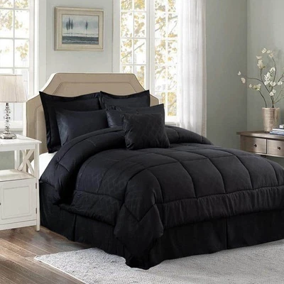 10-Piece Black Plaid King Comforter Set - Image 1 of 4