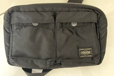 PORTER Tanker Mini Bolsa Transversal de Ombro Cintura Preta Nylon Yoshida Japão Usada - Imagem 1 de 4