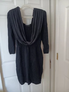 Vintage St. John Evening Black Santana Knit Draped Dress sz 2 Saks Fifth Ave - Picture 1 of 8