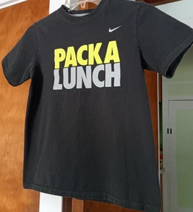 Boy's Sz. Small NIKE Tee Shirt Dark Gray with "Pack A Lunch" on Front - Picture 1 of 9