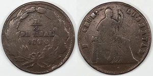 1860 Estado de Chihuahua Mexiko Kupfer 1/4 Echt (un Quarto/Una Quartilla) KM#344 - Bild 1 von 5