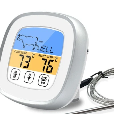 (Weiß)Digitales Timer-Thermometer Mit Touchscreen Edelstahl-Fleisch CU - Bild 1 von 4