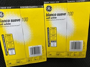 2 Boxes Old School GE Basic 100 Watt Light Bulbs 1690 lumens A19 120V (8 Bulbs) - Picture 1 of 4