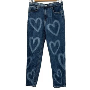 GUESS Heart Print Mom Jeans Girls' Size 16 Medium Wash 5 Pocket Big Girls Denim - Picture 1 of 11