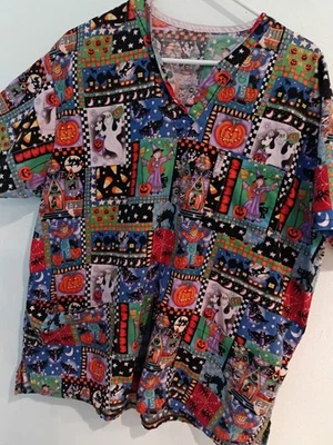 Halloween Scrub Top Sz L 25 28L - Image 1 of 4