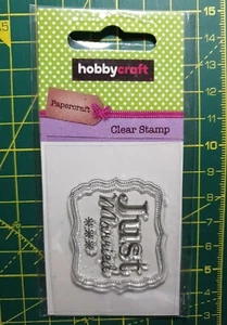hobbycraft Papercraft Clear Stamp JUST MARRIED *Pre-owned Perfect* - Picture 1 of 2