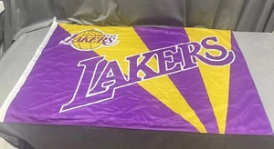 Los Angeles Lakers Logo Flag Banner Official NBA Item Purple & Yellow - Picture 1 of 18