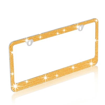 Marco de matrícula de metal con estrás y cristal brillante variedad universal de colores Foto 1 de 2