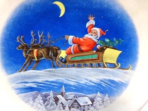 VINTAGE 1975 HOLLAND MOLD SANTA IN SLEIGH CHRISTMAS SERVING PLATE SIGNED - Picture 1 of 3