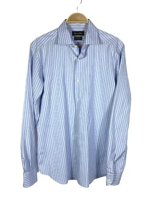 Massimo Dutti Dress Shirt Men's 15.5 34 Blue/Pink 100% Cotton Made in Spain - Image 1 of 4