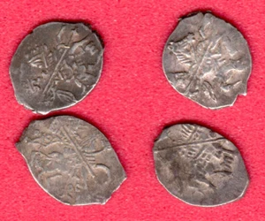 Russia Wire Silver Kopeck ca 1633 Mikhail Fedorovich Romanov Lot of 4 Coins 5764 - Picture 1 of 2