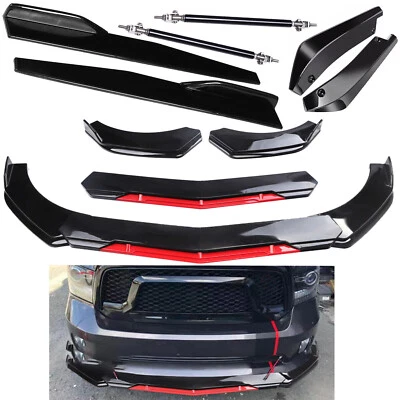 For Dodge Ram 1500 Front Rear Bumper Lip Spoiler Splitter Glossy Black+Body K - Image 1 of 4