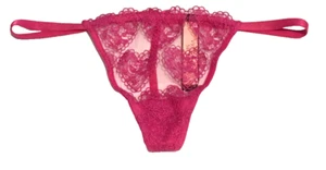 Victoria's Secret Pink Heart Embroidery V-String Panties Size S Heart Charm Back - Picture 1 of 16