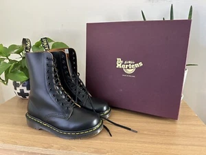 Botas Dr Martens Hechas en Inglaterra 1490 Cuero Negro 10 Ojales UK 3 EU 36 US L 5 - Imagen 1 de 20