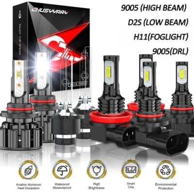 全新 适用于 2006 - 2010 英菲尼迪 M35 8 件 车头灯 日间 Hi/Lo DRL + Fog 灯泡 — 第 1/4 张图片