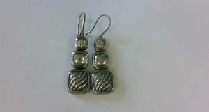 SELTENE David Yurman Sterlingsilber Diamanten Pflasterstein Kichererbsen Tropfen Ohrringe. - Bild 1 von 9
