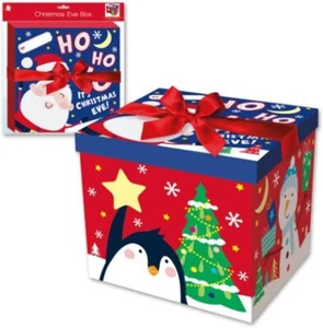 Flat Pack Christmas Eve Gift Box With Bow 27cm X 27cm Night Before Christmas - Picture 1 of 1