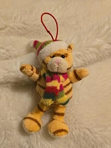 Russ Plush Tabby Orange Striped Cat Mini Beanie Luv Pet Ornament w/ Scarf 5" - Picture 1 of 5