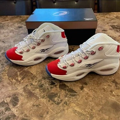 Reebok Iverson Question Mid White Red Toe 25th Anniversary FY1019 Size 6Y / 7.5W - Image 1 of 4