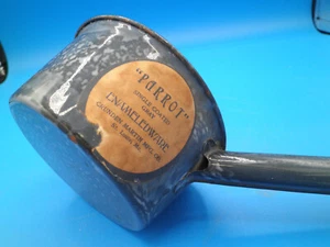 Gray Parrot brand gray enamelware water dipper Graniteware original label - Picture 1 of 5