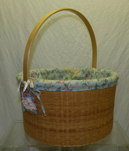 Claire Murray Nantucket Style 15" Market Basket w/ Tie-On & Floral Cotton Liner Cover