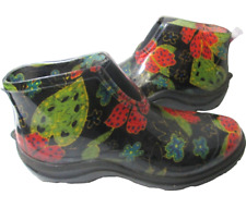 Sloggers Women's 7 Black/Red Flowers Water Proof Rain,Garden Ankle boots Shoes