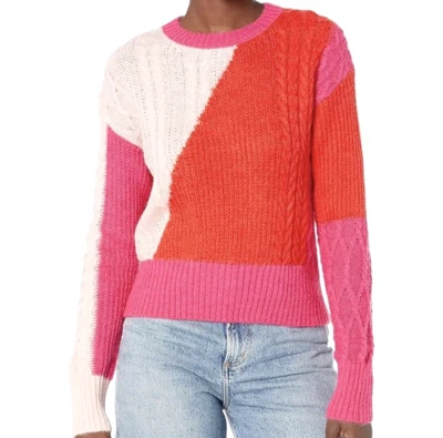 Suéter French Connection Madelyn Talla Mediana Colorido Rosa Naranja Tejido con Cable Foto 1 de 4