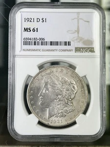 1921 D MORGAN DOLLAR NGC MS61 GC156 - Bild 1 von 2
