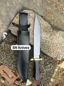 COLTELLO BOWIE CACCIA ACCIAIO D2 FATTO A MANO PERSONALIZZATO COLTELLO SOPRAVVIVENZA CON MANICO MICARTA - Foto 1 di 2