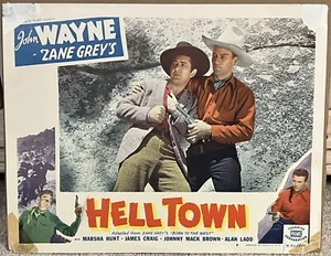 HELL TOWN BORN TO WEST 1950  JOHN WAYNE Movie Lobby Title Card ZANE GREY - Picture 1 of 2