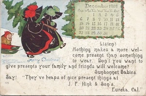 Advertising PC Eureka CA Hink & Sons Sunbonnet Babies Christmas 1908 Calendar - Picture 1 of 2