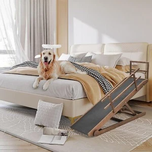 SLSY Dog Ramp for Bed, Adjustable Pet Ramp for Dogs Folding Ramp With Side Rail - Picture 1 of 73