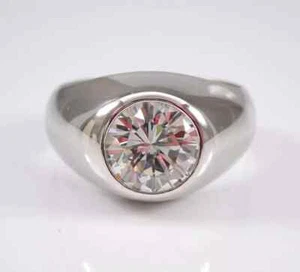 4Ct Round Cut White Moissanite Men's Halo Wedding Ring Real 925 Sterling Silver - Picture 1 of 8