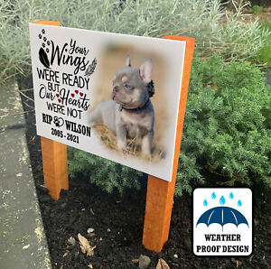 Large pet dog memorial, Garden grave marker, Personalised photo plaque & spikes