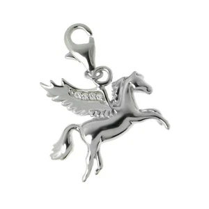 Ciondolo Charm Pegasus con Zirconia 925 Argento Charms Cavallo Con Ali E Pietra - Foto 1 di 2