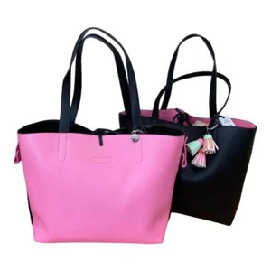 PASH BAG SHOPPER REVERSE DA SPALLA + borsa interna e SCIARPA Nero/Rosa PARIS - Imagen 1 de 12