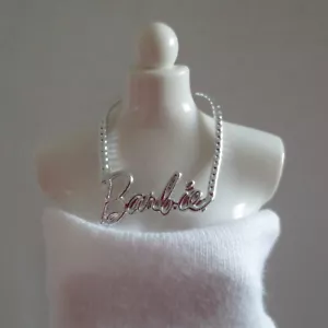 NEW! 2020 Barbie Extra Doll Silver Logo Necklace ~ Clothing Jewelry - Picture 1 of 1