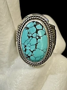 Will Denetdale, Indianer Navajo, Türkis Sterling Ring, signiert Gr. 8,5 - Bild 1 von 11