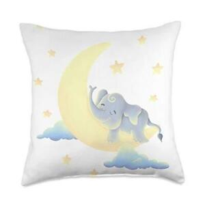 Baby Crib Decorative Pillows for Boys & Girls Sleeping Elephant on Moon with