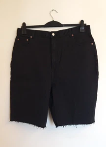 Dr Denim Black Denim Organic Cotton Raw Edge Cut Offs Shorts - Size 20 - NEW! - Picture 1 of 4