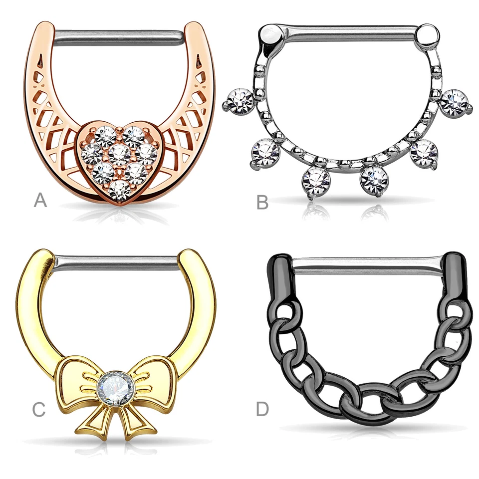 Piercing Capezzolo Chiusura a Click Cristallo Z501 - Immagine 1 di 1